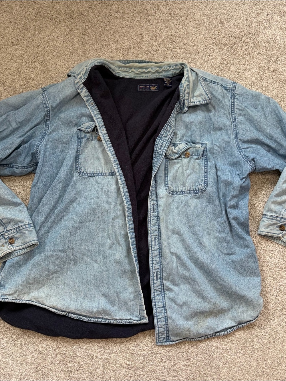 Vtg arizona denim fleece loned jacket mens 2XL farm worn distressed 90s
